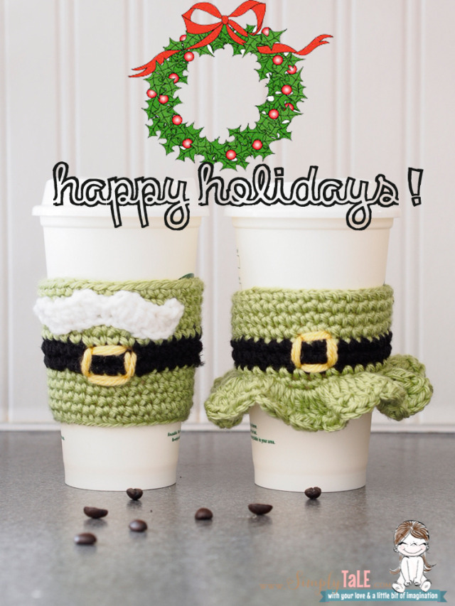 crochet, santa clause, sleeves, cozy, mug cozy