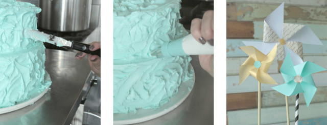buttercream cake, blue cake, seaside cake, tutorial, wilton tip