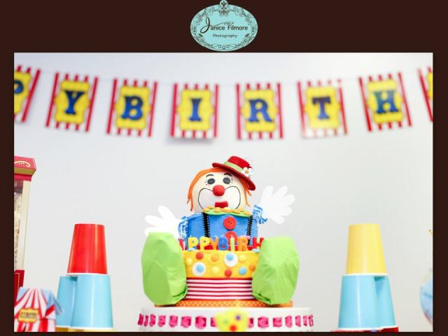 clown cake, carnival party, circus theme party, first birthday, carnival