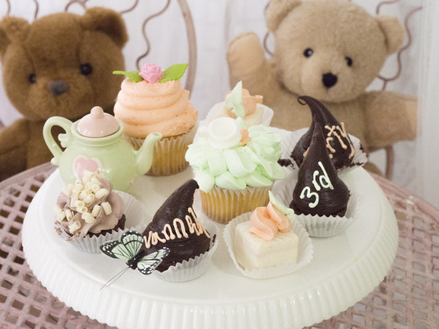 tea party, cupcake, pastel, girl's party, birthdaycupcakes, teddy bear, spring, brand rep