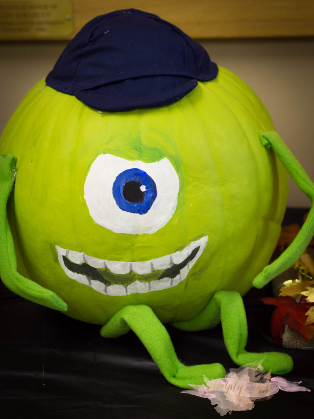 monster inc, monster, mike wazowski, pixar, pumpkin, halloween, cute pumpkin, pumpkin for preschooler