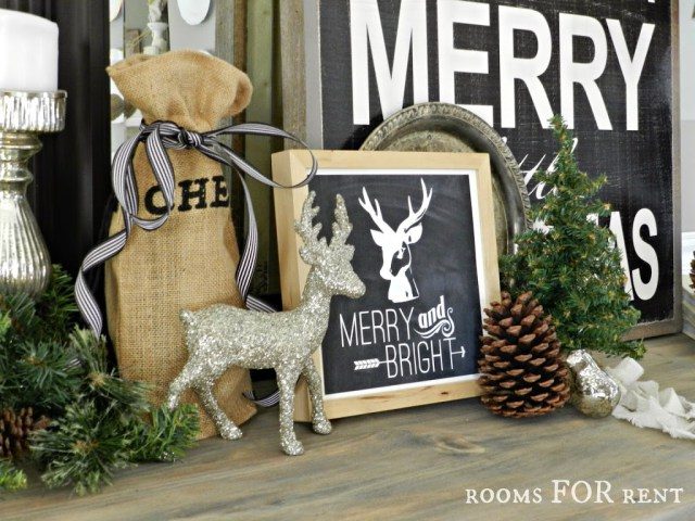 christmas decor, free printable, wall art, chalkboard, o holy night, christmas quote, chirstmas song, merry and bright