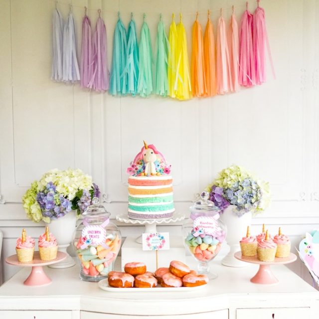 donut, popsicle, unicorn, birthday party, unicorn cake, diy unicorn party, semi homemade, macaron, rainbow cake, dessert table, headband, unicorn pinata, cake topper