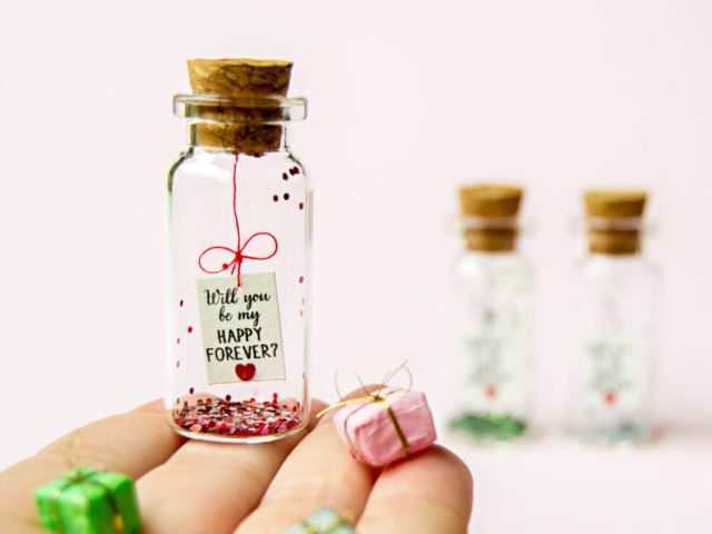 Valentine's gift, gift for him, V day, message in the bottle
