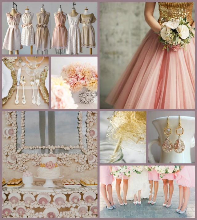 pink, peach, gold wedding