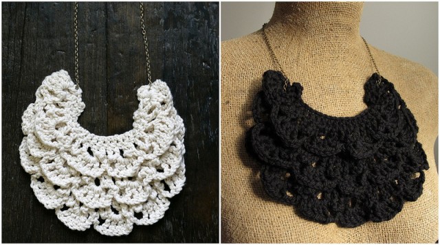 crochet bib necklace, crochet necklace