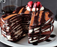 chocolate pacncake, Pancake, pancake cake, christmas cake
