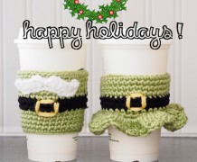 crochet, santa clause, sleeves, cozy, mug cozy